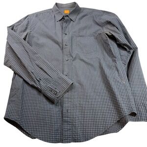BOSS Hugo Boss Men's Button Down Shirt Plaid Checkered‎ Long Sleeve Size L